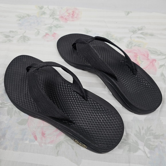 Chaco Flip Flops Black Comfort Thong Sandals Womens Size W 6 - Picture 2 of 12